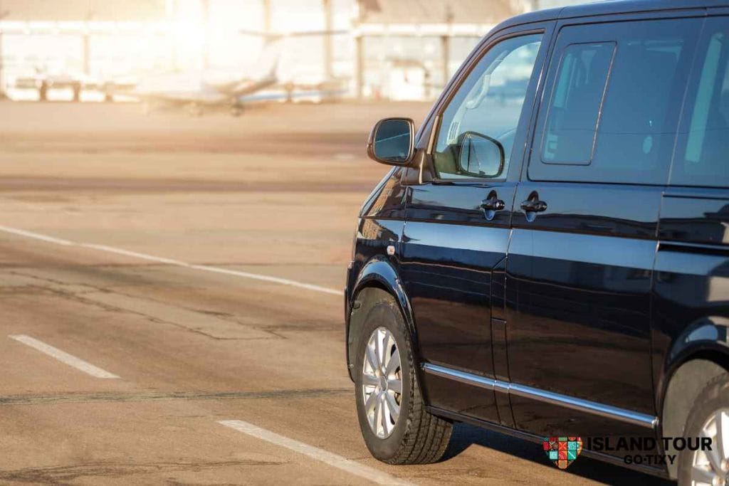 Private transfer vehicle at Rhodes International Airport, connected with Rhodes Airport Transfers across the island.