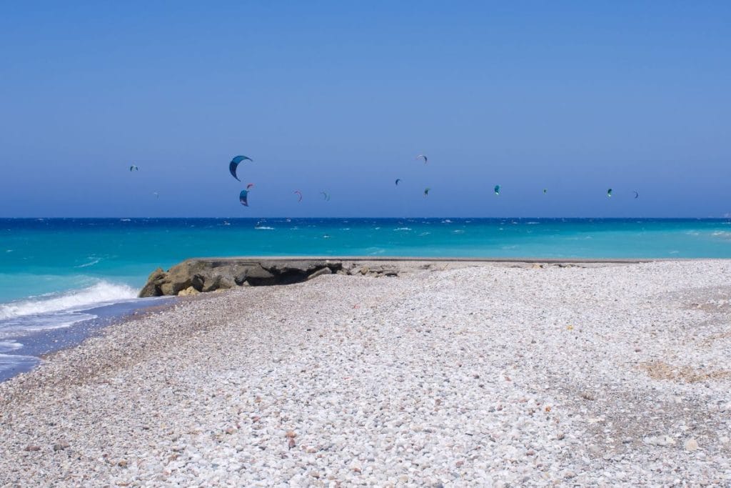 Prasonisi coastline and turquoise waters explored with a Private Boat Hire in Rhodes.