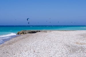 Prasonisi coastline and turquoise waters explored with a Private Boat Hire in Rhodes.