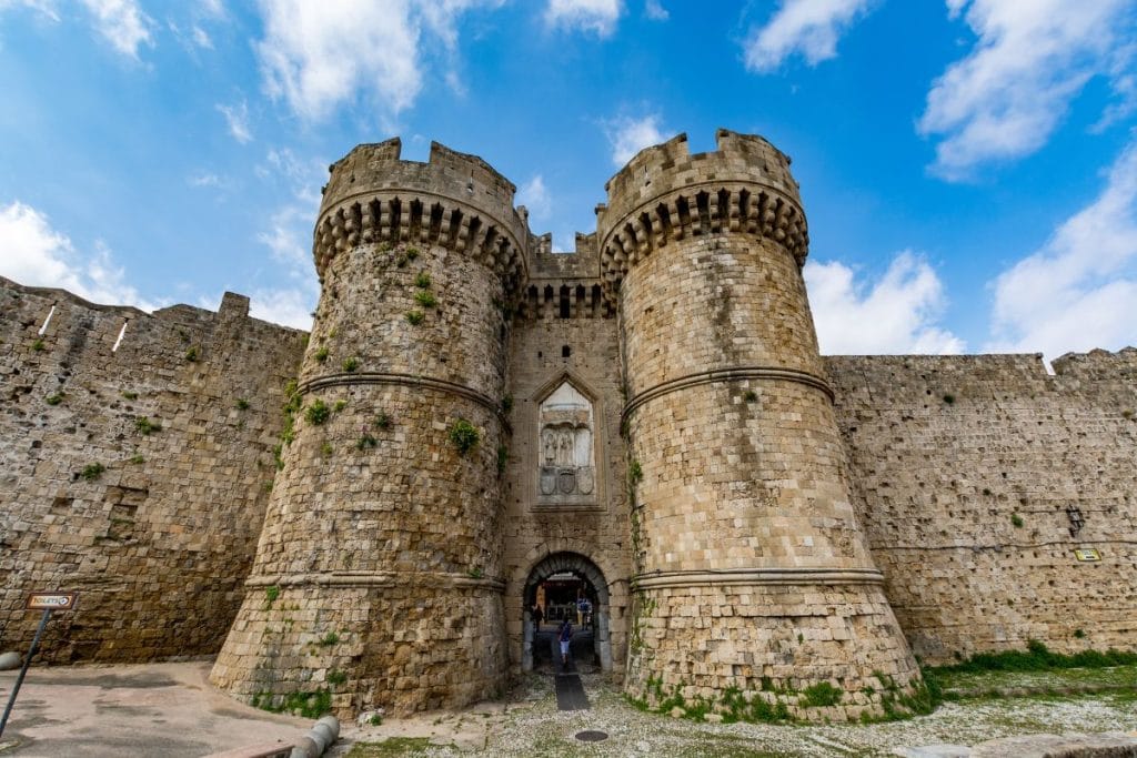 Medieval walls of Rhodes Town seen during a Private Boat Hire in Rhodes.