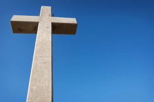 Large cross at Filerimos Hill illustrating religious culture in Rhodes.